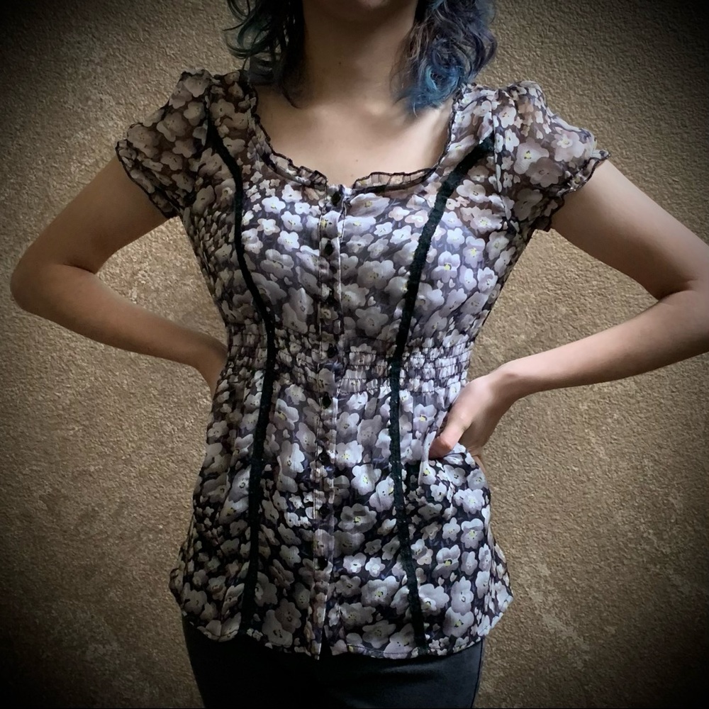 ROMY floral sheer blouse x small